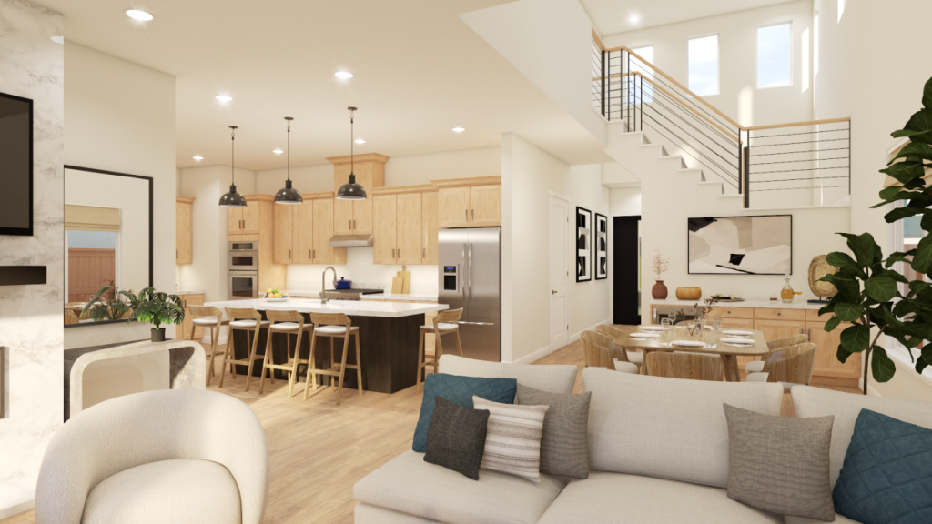 Kiper Homes Residence 1 Plan at Capri at River Islands Living Room and Kitchen