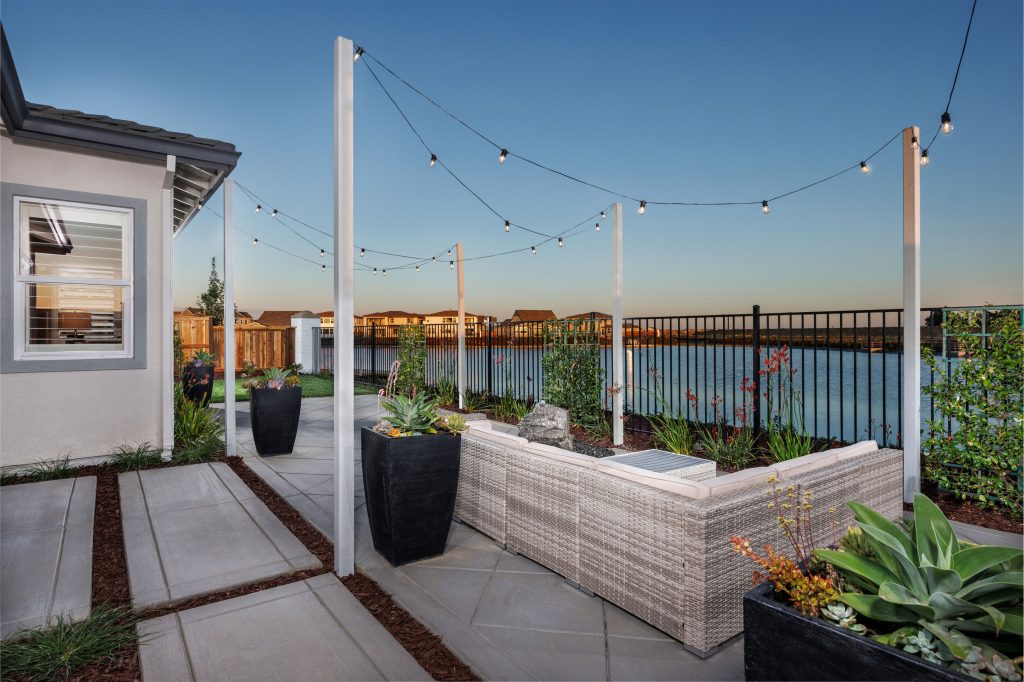 Skye at River Islands Residence 1 Patio with waterfront view