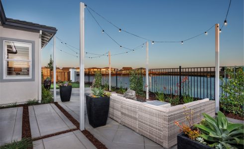 Skye at River Islands Residence 1 Patio with waterfront view